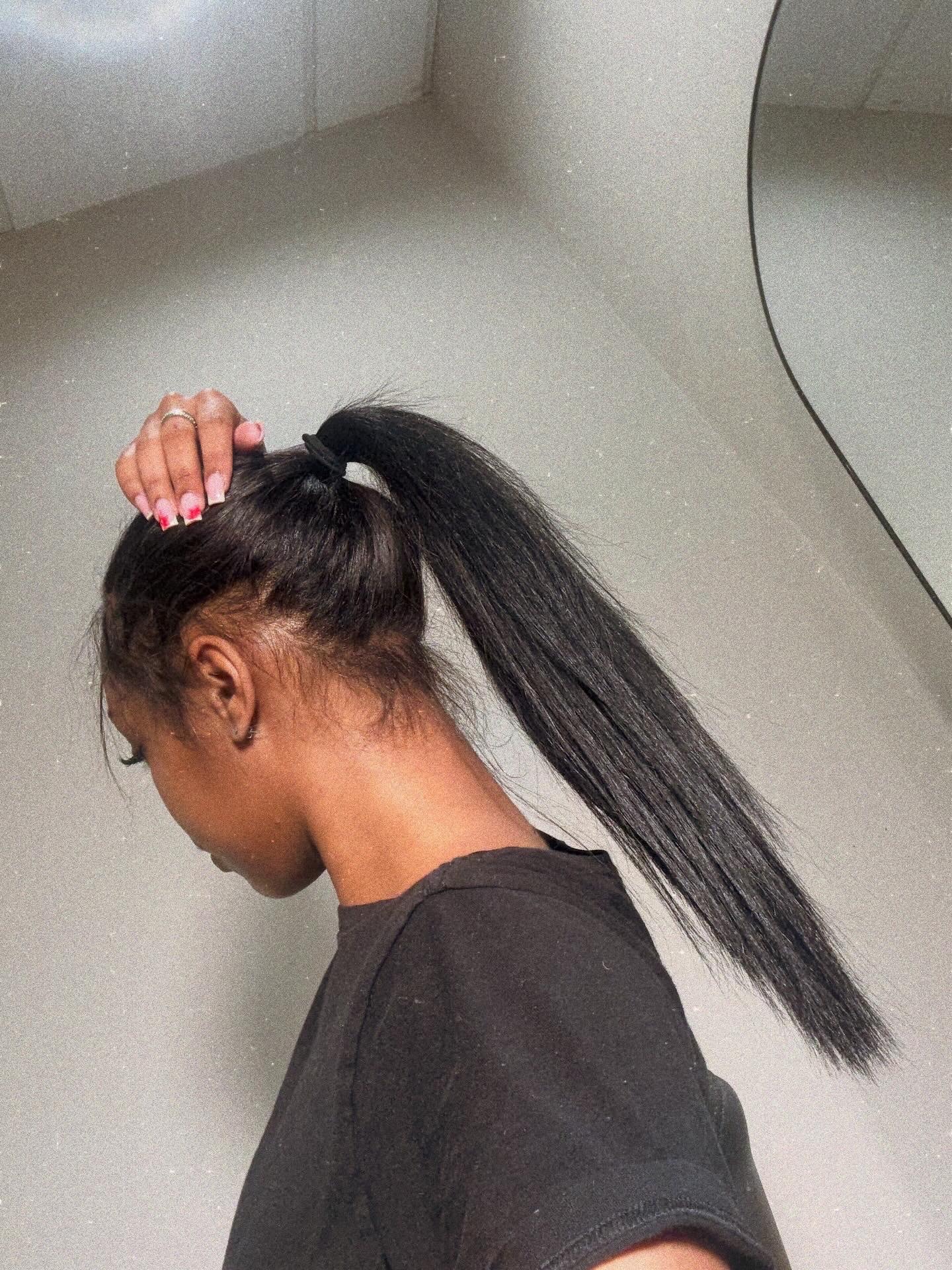 Hair length April 2026 — down the back